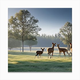 Deer In A Field Canvas Print