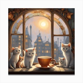 Kittens In The Window Canvas Print