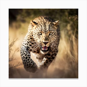 Leopard Charging Canvas Print