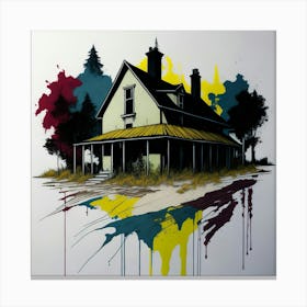 Colored House Ink Painting (76) Canvas Print