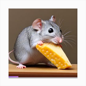 Surrealism Art Print | Mouse Holds Cheese For Dear Life Canvas Print