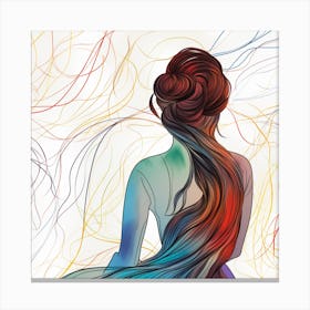 Woman With Colorful Hair 15 Canvas Print