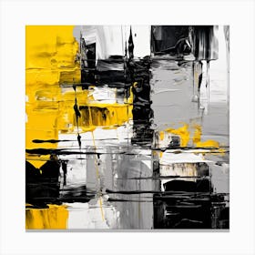 Black and Yellow Abstract Art Canvas Print