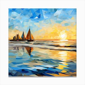 Sailboats At Sunset 12 Canvas Print