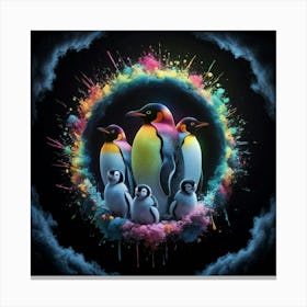 Penguins In A Circle Canvas Print