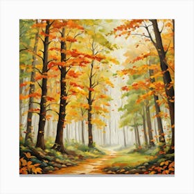 Forest In Autumn In Minimalist Style Square Composition 213 Canvas Print