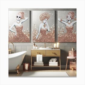 Glamorous glitter Bathroom 2gold Canvas Print