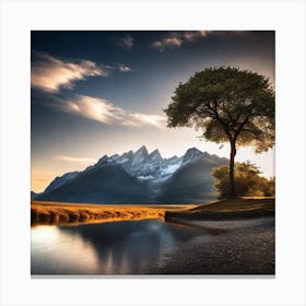 Tree In The Mountains Canvas Print