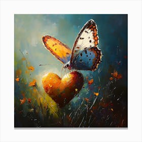 Butterfly Resting on Heart Flower 9 Canvas Print