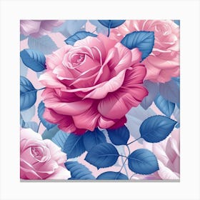 Pink Roses Wallpaper Canvas Print