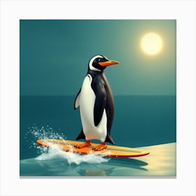 Penguin Surfing 1 Canvas Print