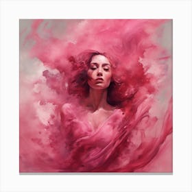 Pink Girl In Pink Smoke Canvas Print