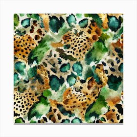 A Watercolor Seamless Pattern With Leopard Print Canvas Print