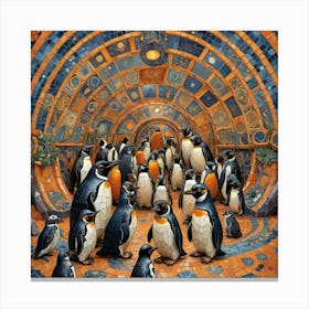 Penguins In An Igloo Canvas Print