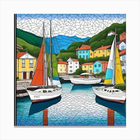 Sailboats In The Harbor Canvas Print