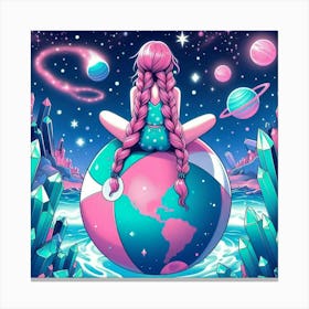 Pink Girl In Space Leinwandbild