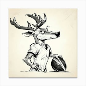 Deer With Football Canvas Print