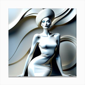 Woman In A White Dress 1 Canvas Print