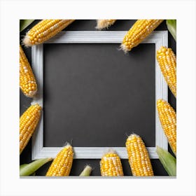 Frame Of Corn On Black Background Canvas Print