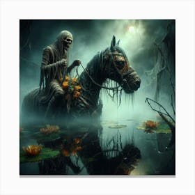 Skeleton On Horseback Canvas Print