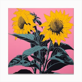 Sunflower 1 Pop Art Illustration Square Canvas Print