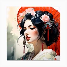 Japan Traditional Geisha Illustration By Ad 153 Canvas Print