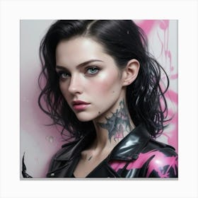 French Girl With Tattoos Canvas Print