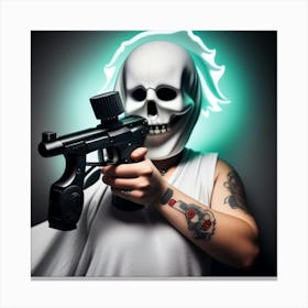 Skeleton Holding A Gun 1 Canvas Print