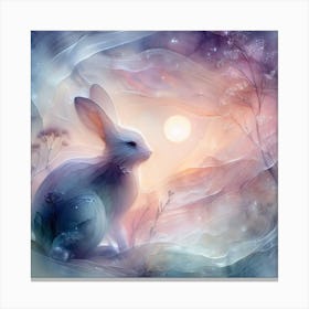 Rabbit In The Moonlight Canvas Print