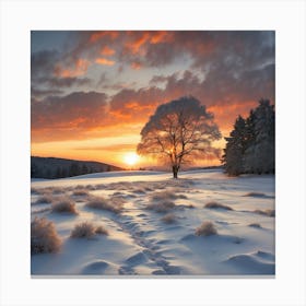 Sunset In The Snow 2 Canvas Print