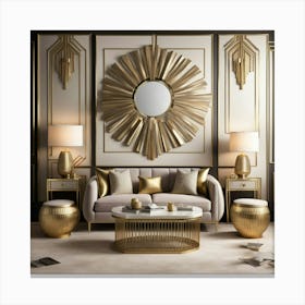 Gold Deco Living Room Canvas Print
