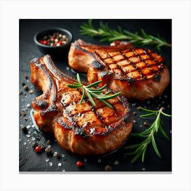 Grilled Pork Chops Canvas Print