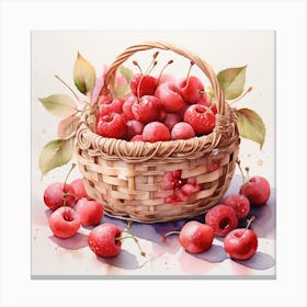 A basket of cherries 1 Canvas Print