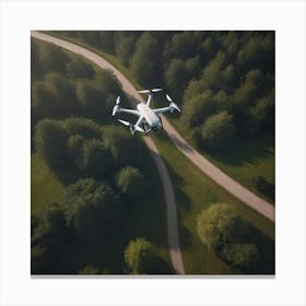 Aerial Drone Flying Over A Forest Canvas Print