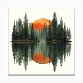 Sunset Over The Lake Canvas Print