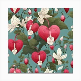 Flowers of Bleeding heart, Vector art 4 Canvas Print