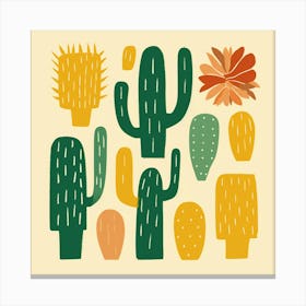 Rizwanakhan Simple Abstract Cactus Non Uniform Shapes Petrol 35 Canvas Print