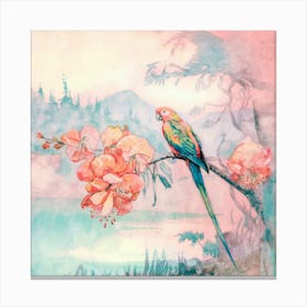 Parrot And Flower, Watercolour 3 Lienzo