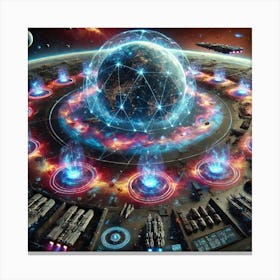 A Sci Fi Scene Aegis Harmony Network Protecting Canvas Print