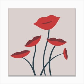 Red Poppy Lips Flowers Canvas Print