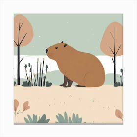 A Cute Minimalistic Simple Capybara Side Profile C (1) Canvas Print