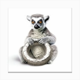 Lemur Holding Ring Canvas Print