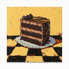 Chocolate Yellow Checkerboard 2 Canvas Print