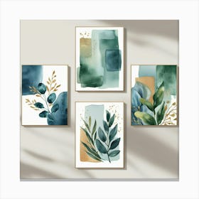 Set Of 4 Abstract Watercolor Paintings Canvas Print