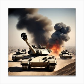 Tanks In The Desert Canvas Print