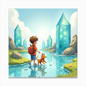 Boy And A Cat Canvas Print