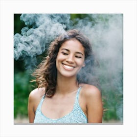 Smiling Woman With Smoke Canvas Print