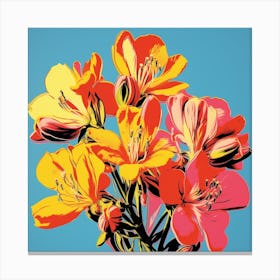 Andy Warhol Style Pop Art Flowers Freesia 1 Square Canvas Print