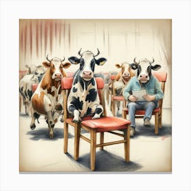 Cows In Chairs Canvas Print