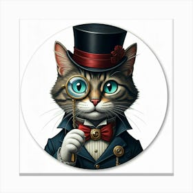 Cat With Magnifying Glass Canvas Print